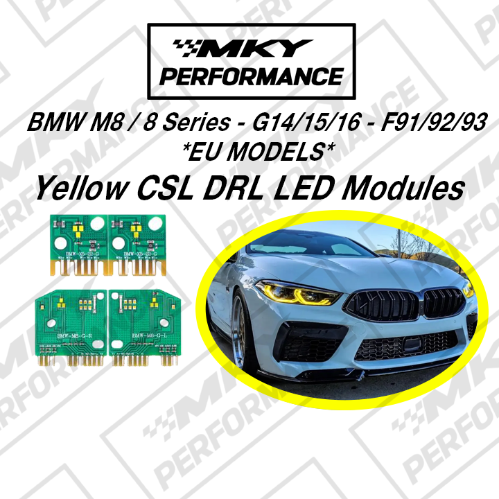 BMW M8 8 Series CSL Style Yellow Headlights DRL LED Module G14 G15 F91 F92 F93