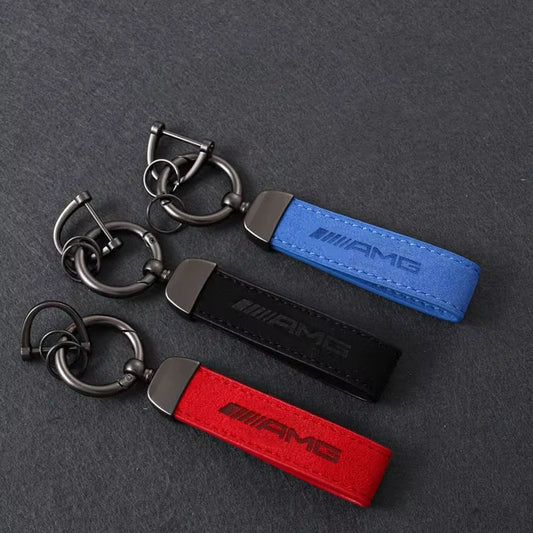 Mercedes Benz AMG Line Sport Alcantara Metal Keyring Keychain