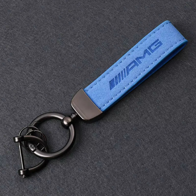 Mercedes Benz AMG Line Sport Alcantara Metal Keyring Keychain
