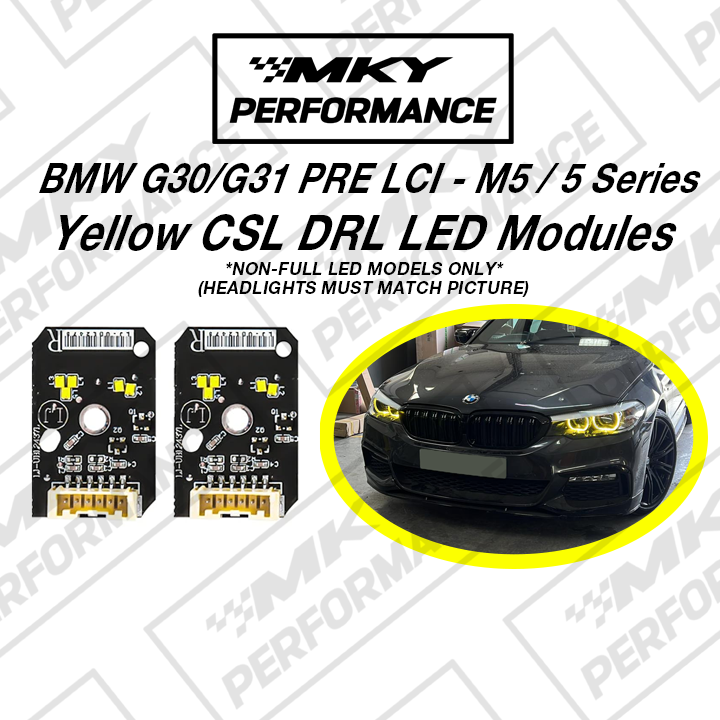 BMW G30 PRE LCI M5 5 Series CSL Style Yellow Headlights DRL NON FULL LED Set