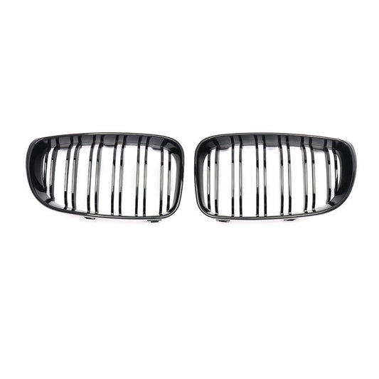 BMW E81 E87 E82 E88 1 SERIES Gloss Black Double Slat Kidney Grills 2007 - 2013