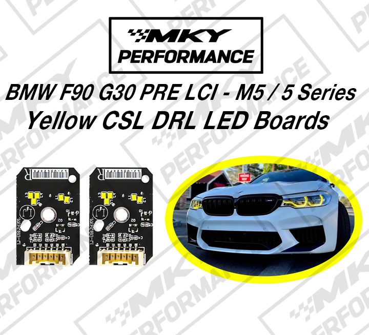 BMW F90 G30 PRE LCI M5 5 Series CSL Style Yellow Headlights DRL LED Set